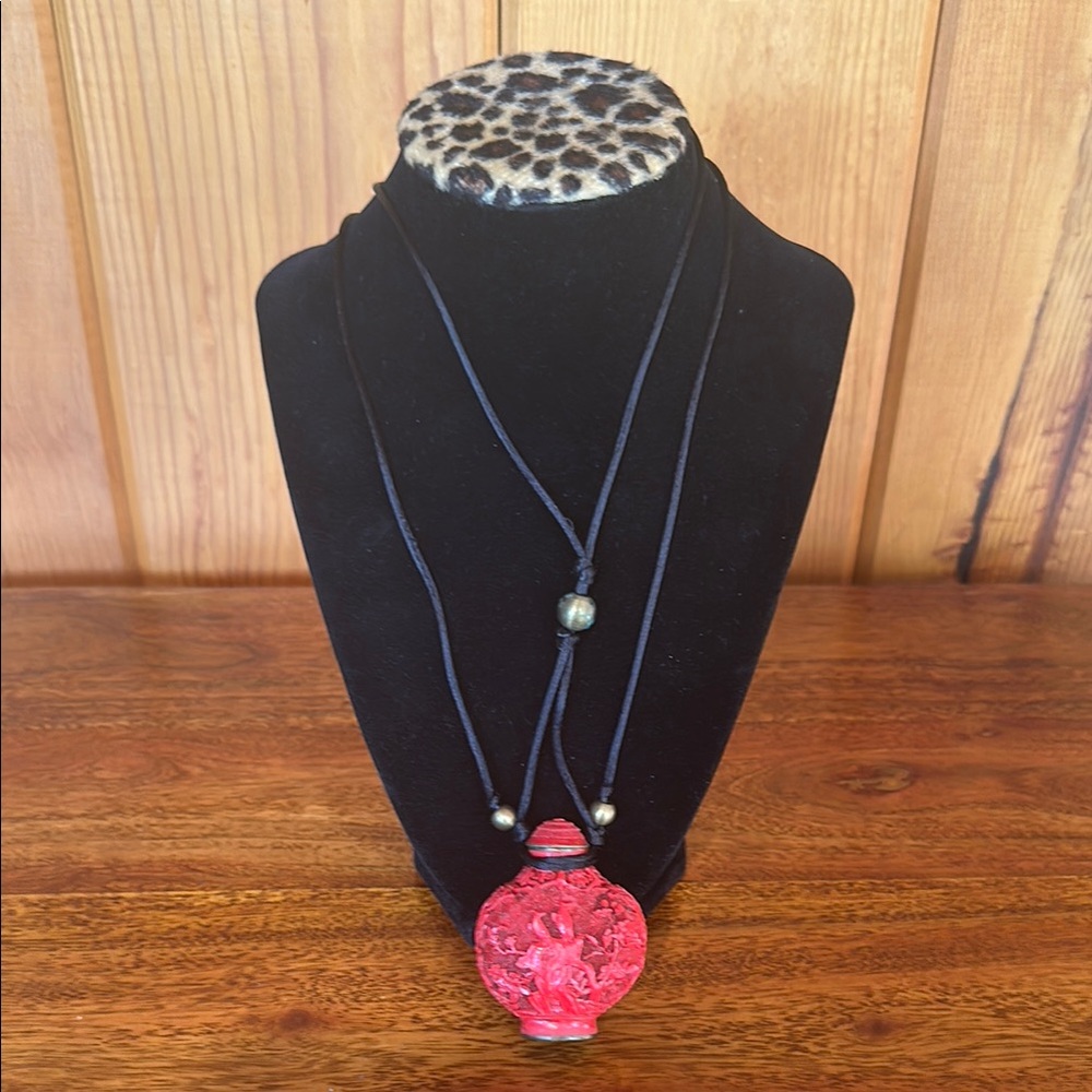 Red Snuff Bottle Pendant Necklace